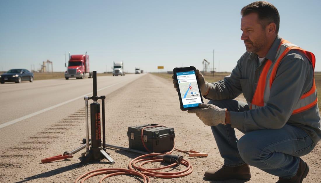 Customer requesting emergency mobile truck repair service online