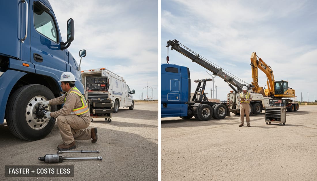 Comparison of mobile truck repair versus expensive towing service